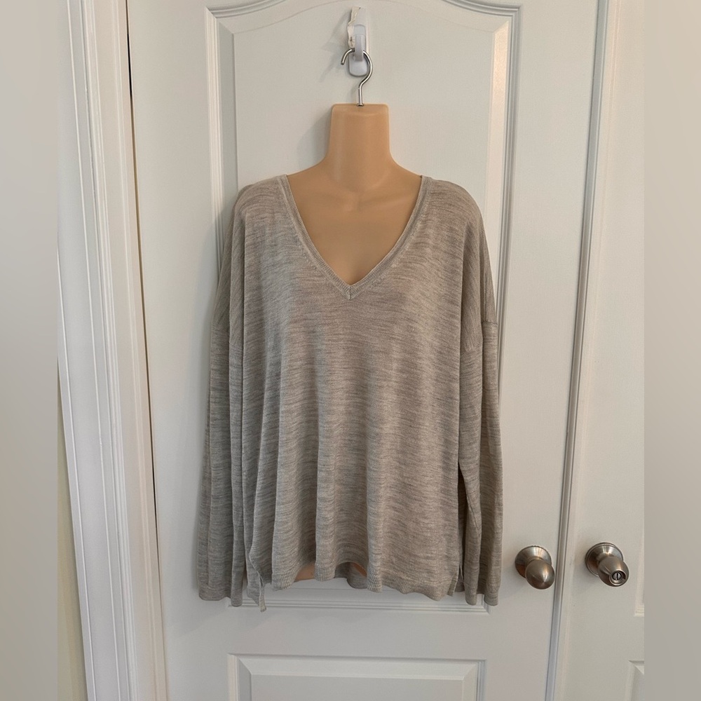 Lane Bryant Fine Merino Collection V-Neck Sweater Gray Women's 26/28